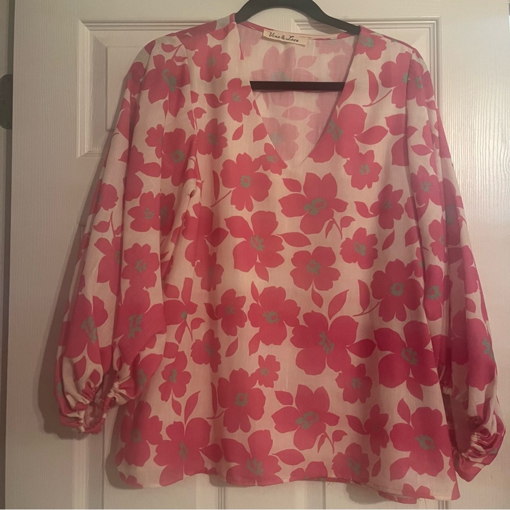 EUC Size Large Floral Blouse by Vine & Love